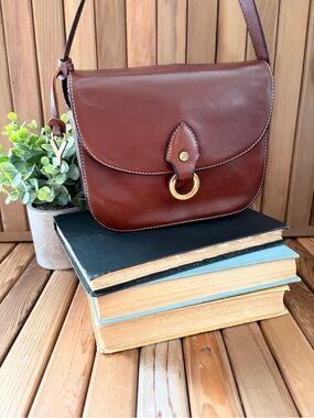 Gold Pfeil Oxford Leather Crossbody Bag by Karl Schaar Rare Vintage